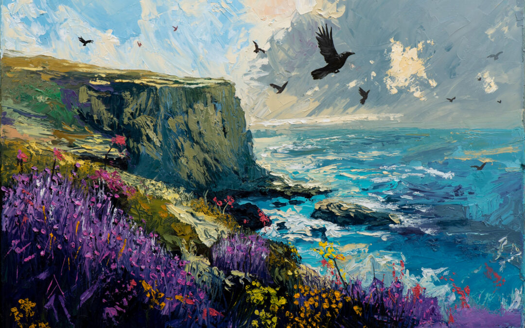 “Lavender Cliffs” Oil Painting On Stretched Linen 60cm x 40cm