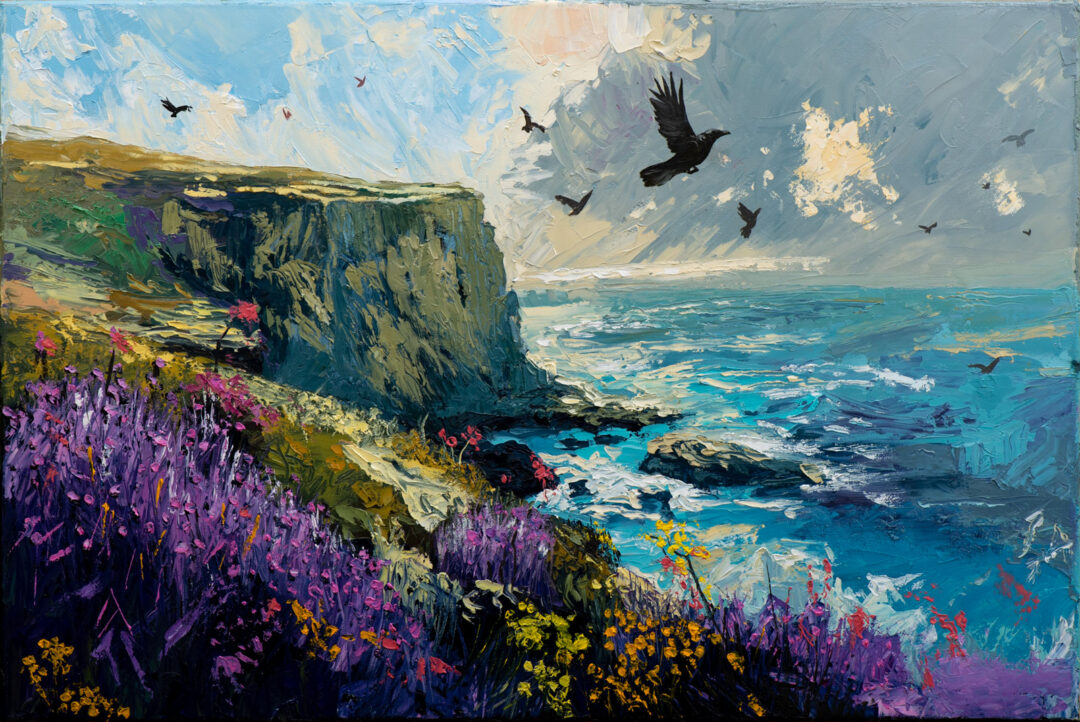 “Lavender Cliffs” Oil Painting On Stretched Linen 60cm x 40cm