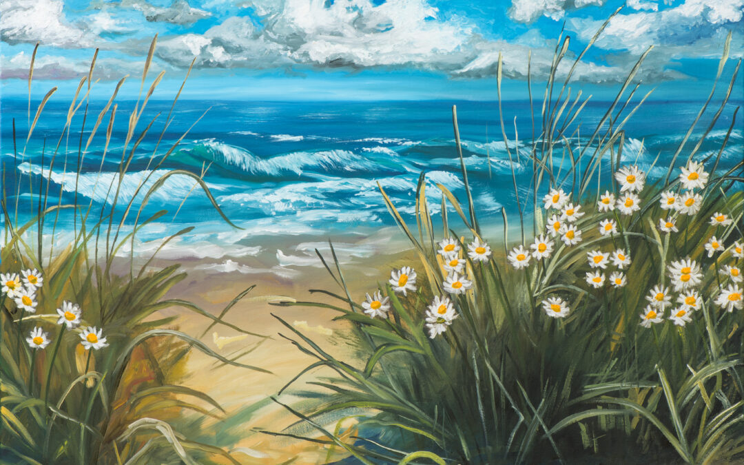 “Beach Daisies” Oil Paints On Stretched Canvas 80cm x 60cm