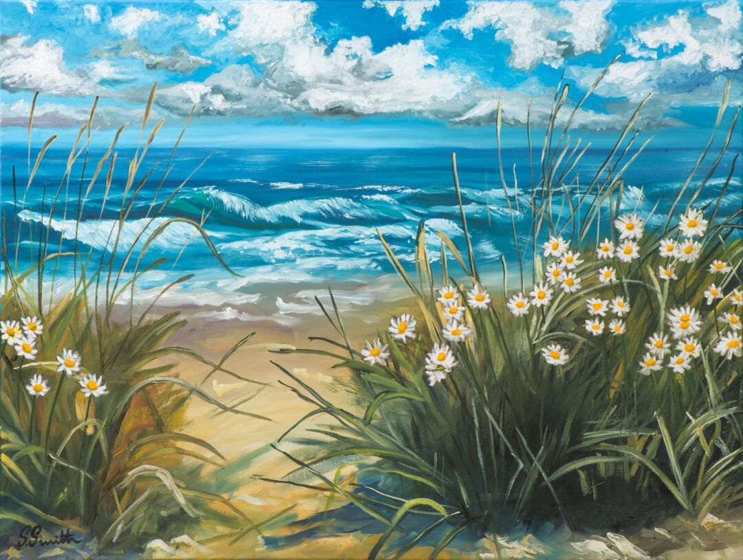 “Beach Daisies” Oil Paints On Stretched Canvas 80cm x 60cm