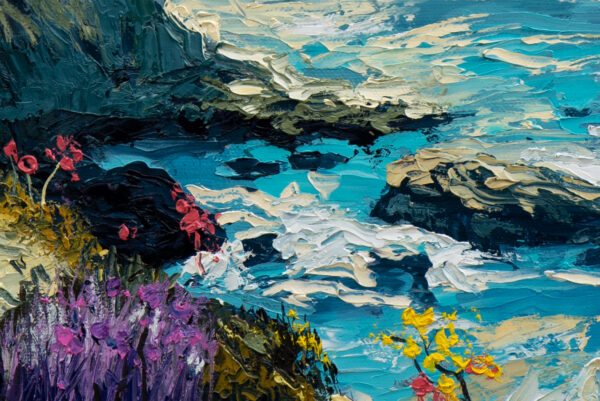 Lavender Coast Oil Painting On Stretched Linen 40cm x 60cm - Image 2