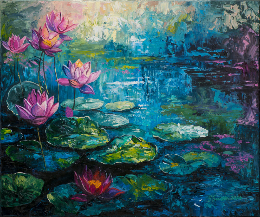 “Lotus Pond” Oil Painting On Stretched Canvas 60cm x 50cm