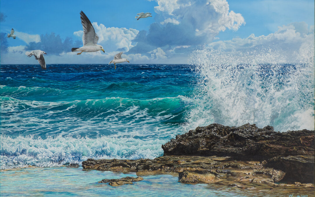 “Seascape” Oil Painting On Stretched Canvas 90cm x 60cm