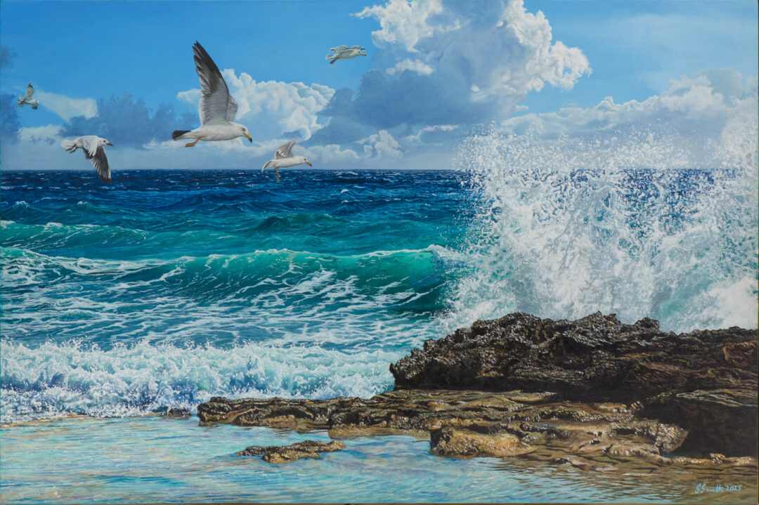 “Seascape” Oil Painting On Stretched Canvas 90cm x 60cm