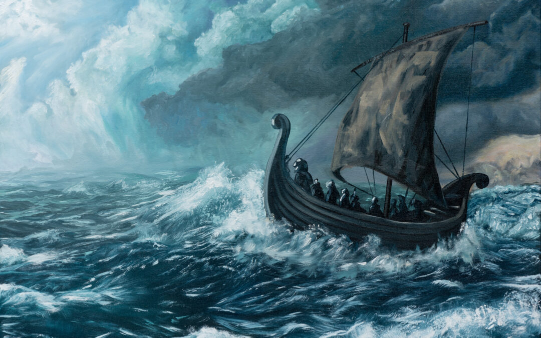 “Viking Sea Storm” Oil Paints On Stretched Canvas 80cm x 60cm