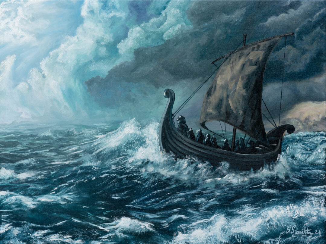 “Viking Sea Storm” Oil Paints On Stretched Canvas 80cm x 60cm